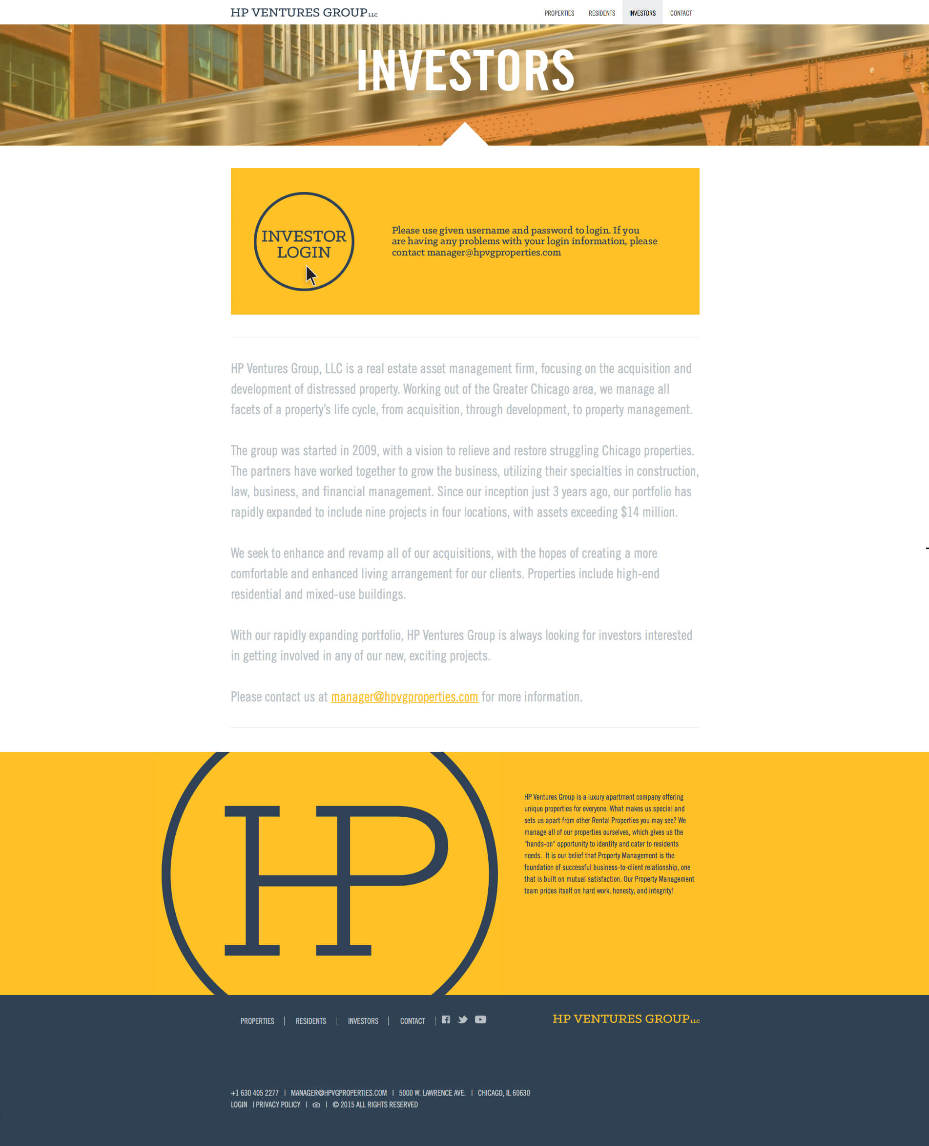 HP Ventures Group - Luxury Apartment Rentals - Chicago, Illinois - Website Design