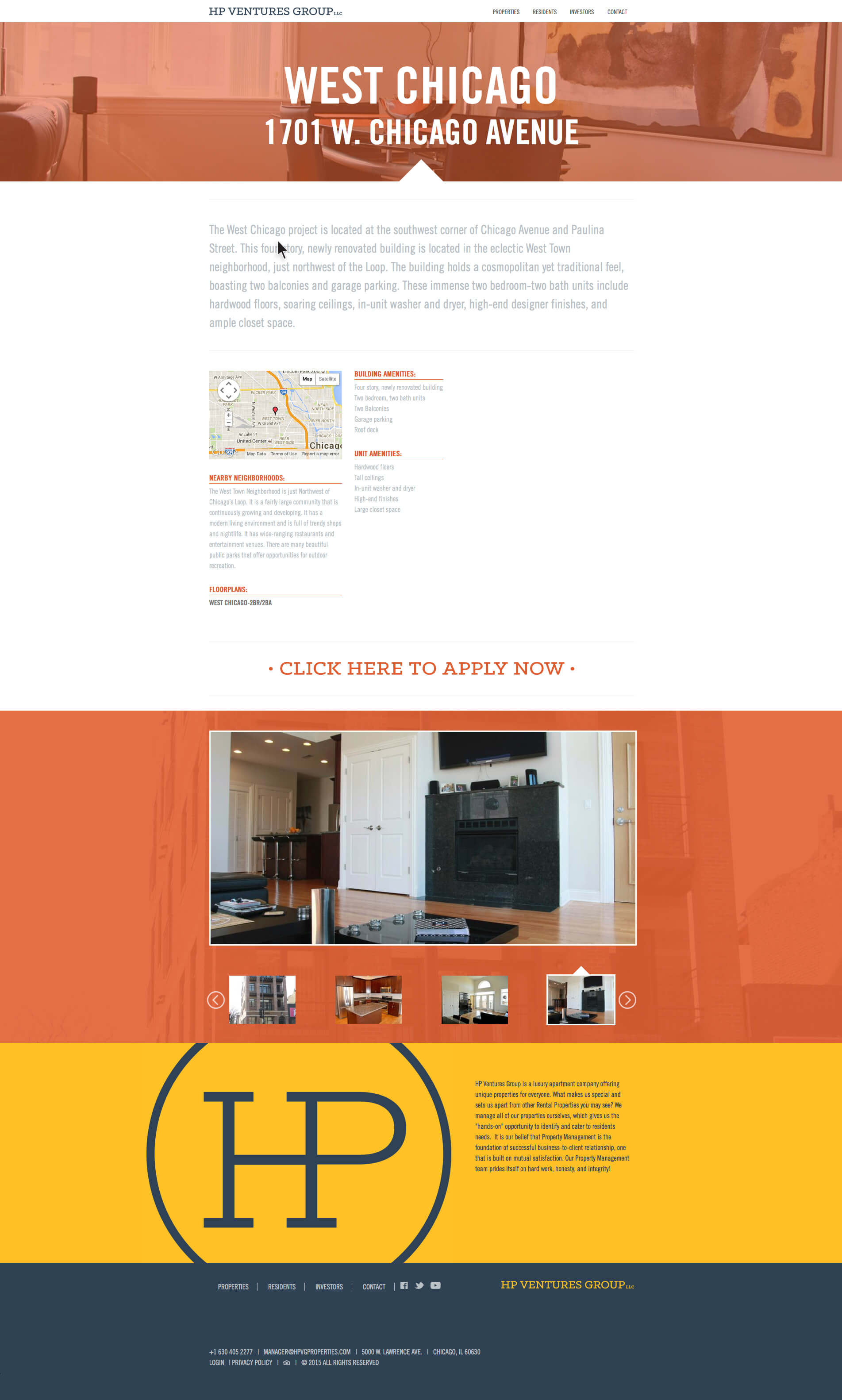 HP Ventures Group - Luxury Apartment Rentals - Chicago, Illinois - Website Design